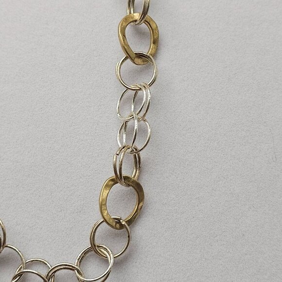 Gold Silver Tone Modernist Chain Link Necklace By Talbots 18 inches - Picture 3 of 7